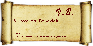 Vukovics Benedek névjegykártya
